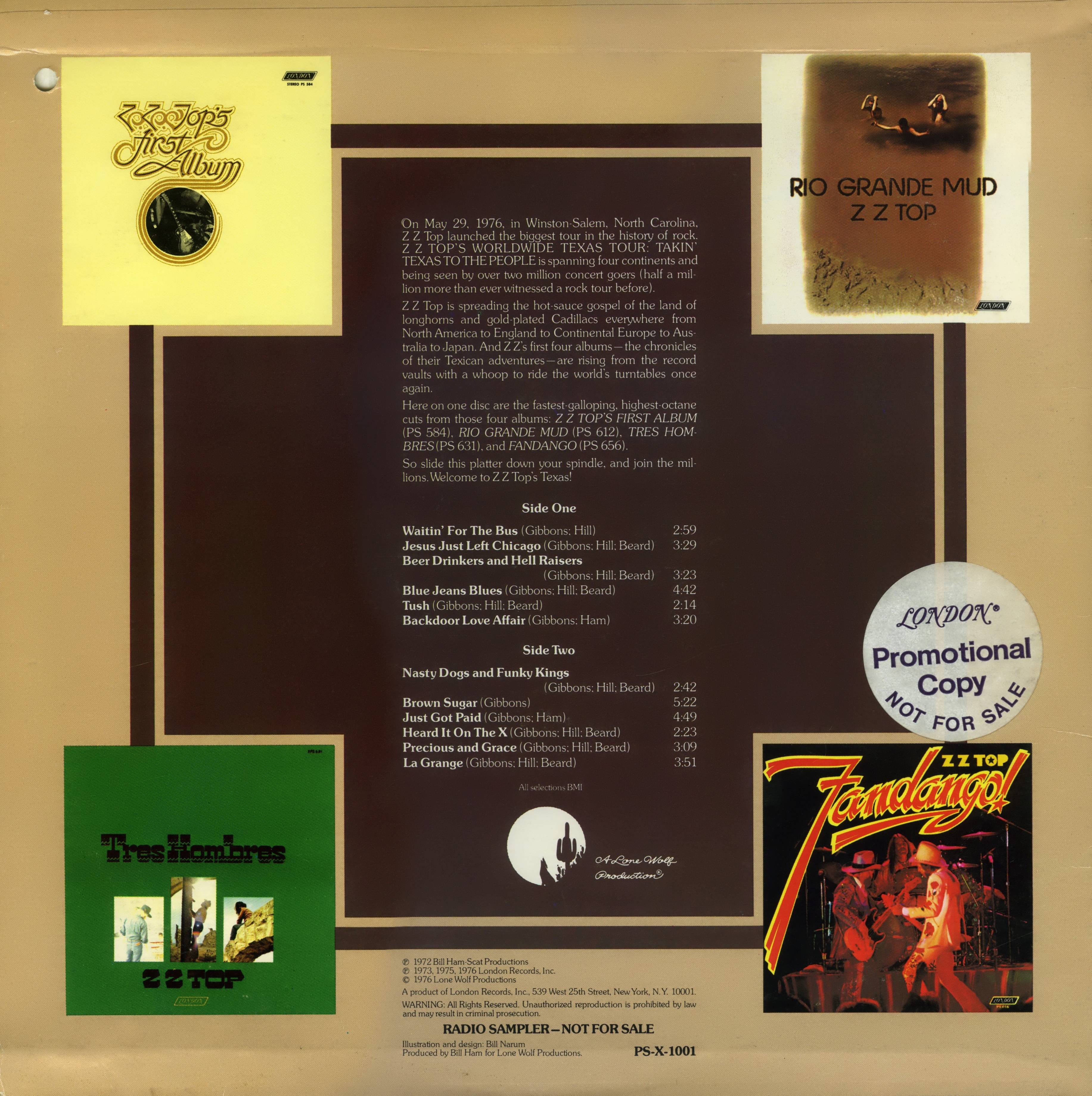 ZZ Top  Worldwide Texas Tour : LP Back